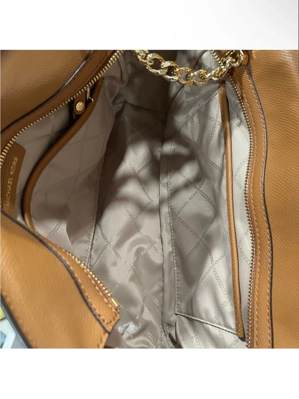 Michael Kors Sylvia Medium Tri-Color Crossgrain Leather Satchel